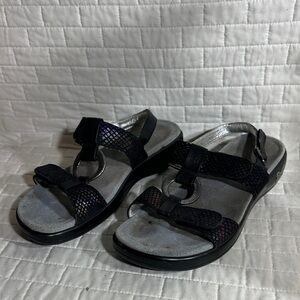 Alegria Julie slingback comfort walking sandal in black leather